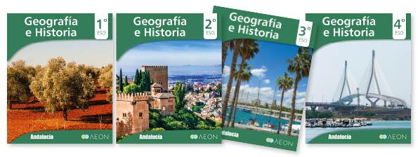 Portadas Geografía e Historia en Andalucía. Proyecto ANDALUCÍA AEON