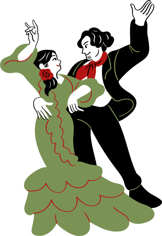 Día del flamenco en el aula - Ilustraciones - Pareja baile